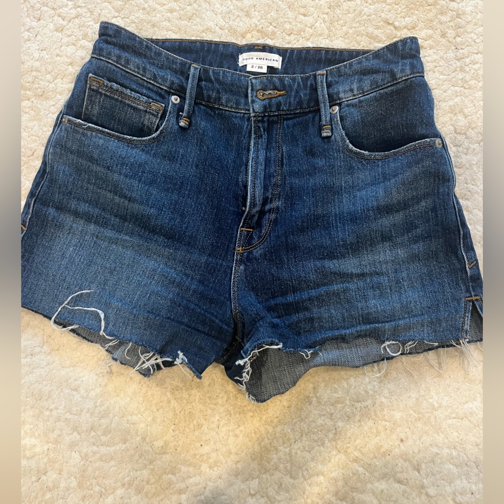 Good American Dark Blue Denim Shorts